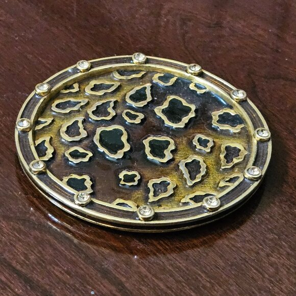 JAY STRONGWATER SAFARI LEOPARD LIBRE CHEETAH CRYSTAL ENAMEL BAR DRINK COASTER - Picture 3 of 8